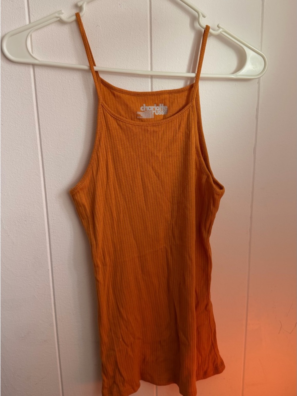 Charlotte Russe Orange Ribbed Camisole Tank